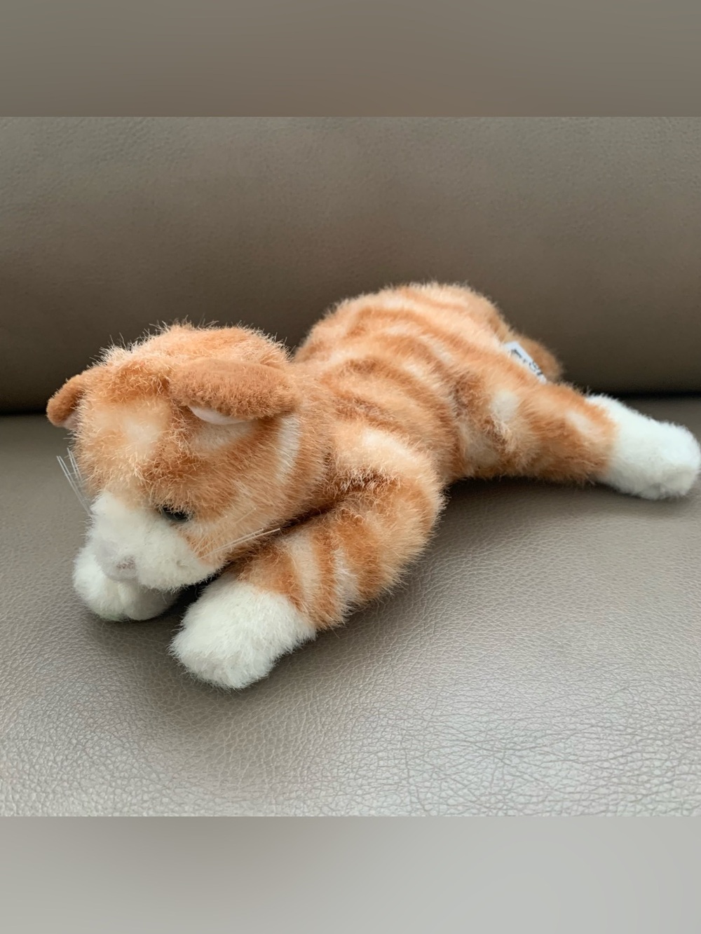 Russ Berrie Dempsey Orange Tabby Cat Plush Toy Orange White Striped Small